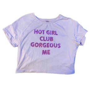 purple graphic cropped tee